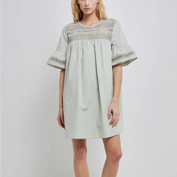 English factory LACE DETAIL MINI DRESS in sage green size small new with tags - Picture 1 of 8